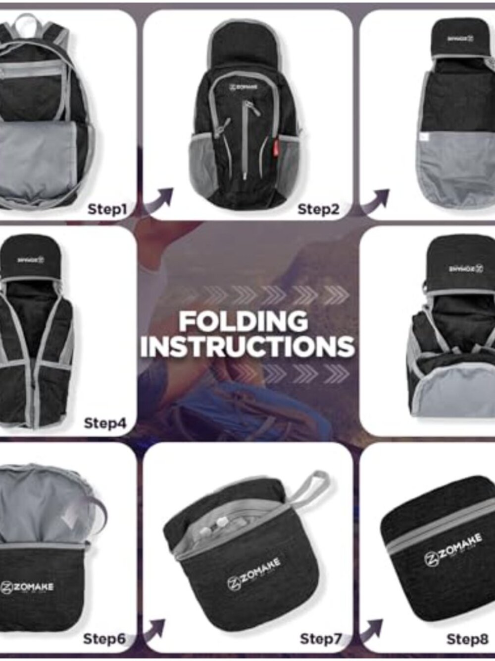 10L Lightweight Foldable Hiking Backpack Ripstop Nylon Water Resistant Travel - Picture 5 of 5